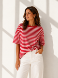 STREPEN T-SHIRT ROOD/ROZE