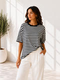 STREPEN T-SHIRT ZWART/WIT